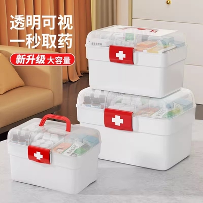 药箱收纳盒家庭装大号大容量家用常备药品急救药物手提透明医药箱