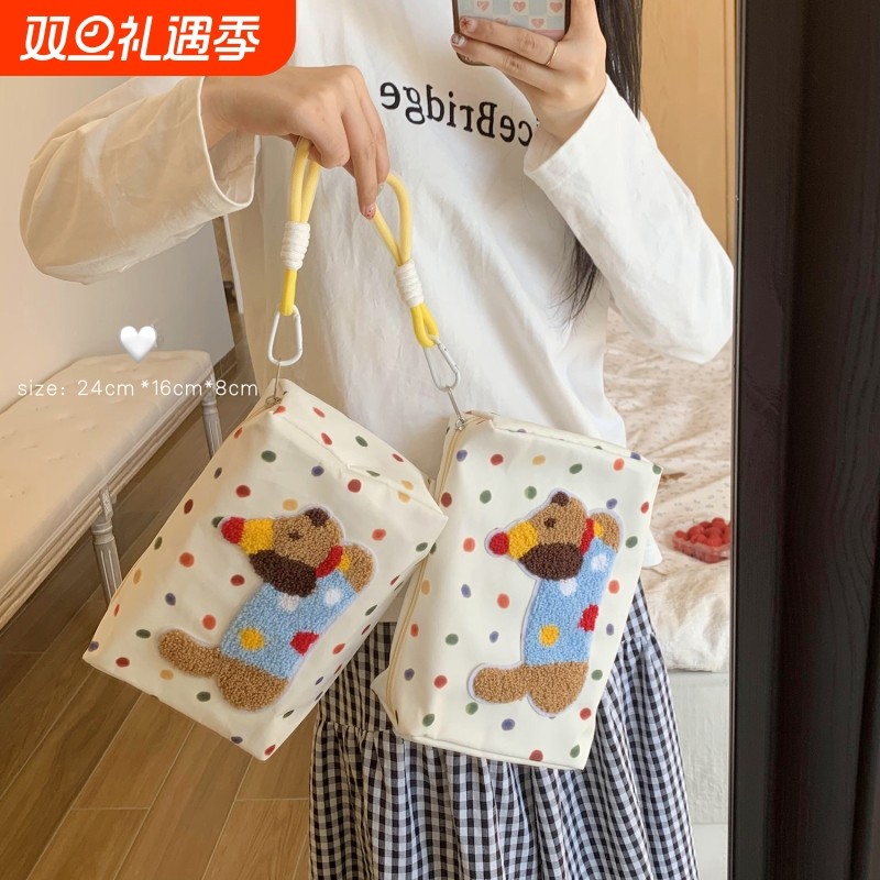 2025新款可爱小狗大容量便携外出旅行洗漱包手提袋化妆包收纳包女