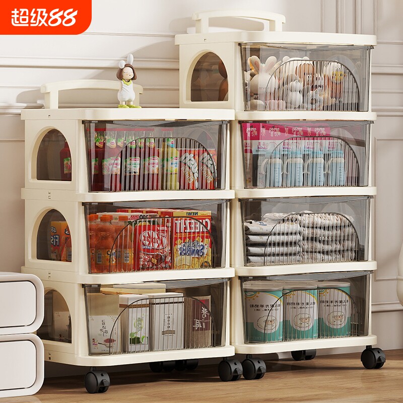 小推车置物架多层落地抽屉式家用婴儿玩具零食收纳架子客厅收纳柜