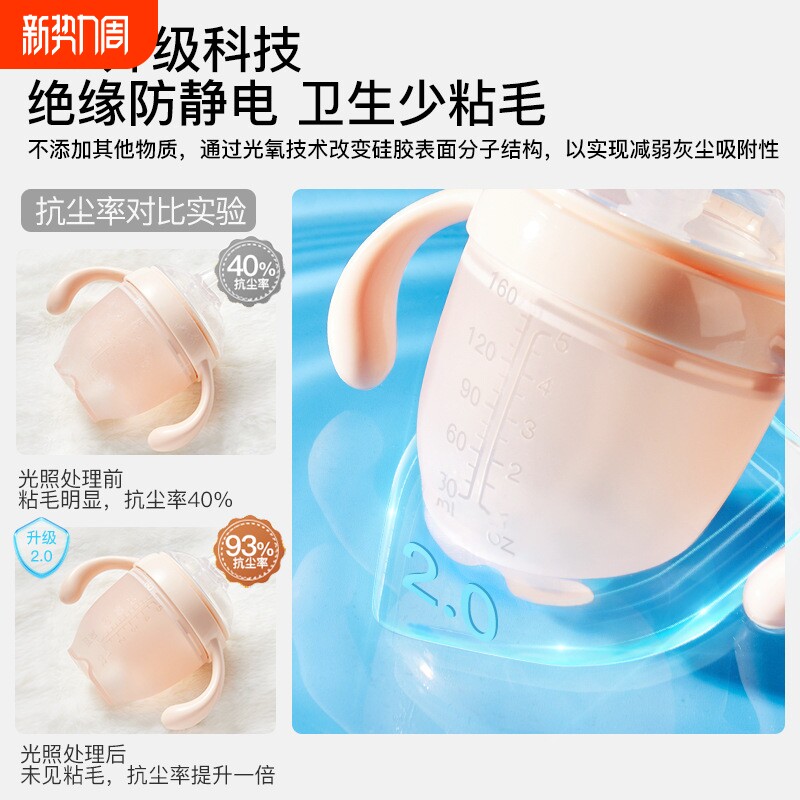 IKV爱咔威硅胶鸭嘴学饮杯婴幼儿奶瓶宝宝吸管水杯6个月儿童学饮杯