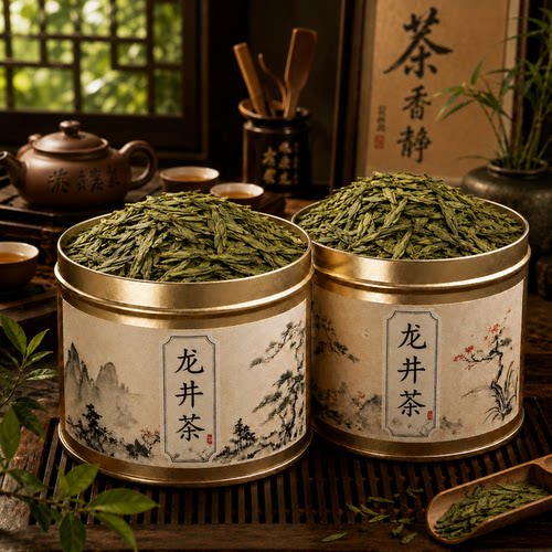 2罐装浙江新茶春茶正宗新茶黄版豆香清香龙井绿茶龙井茶散装100g