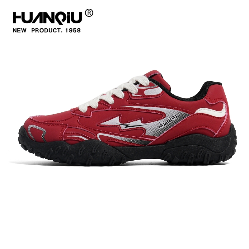 环球红色厚底德训鞋女款2025春秋季新款增高复古登山鞋休闲运动鞋