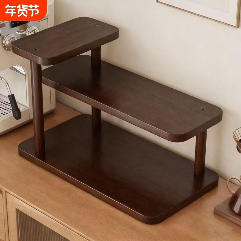 木质三层置物架卧室化妆品木托盘ins风香薰摆件展示架玻璃高级
