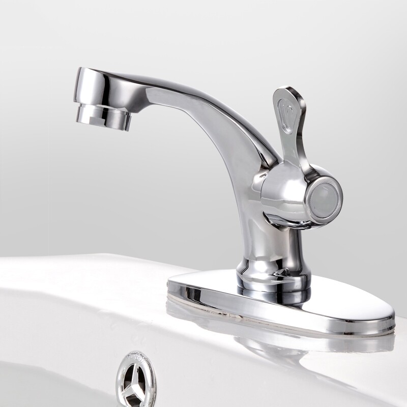 面盆单冷水龙头公共卫生间洗簌池洗手脸盆单双三孔通用全铜加厚