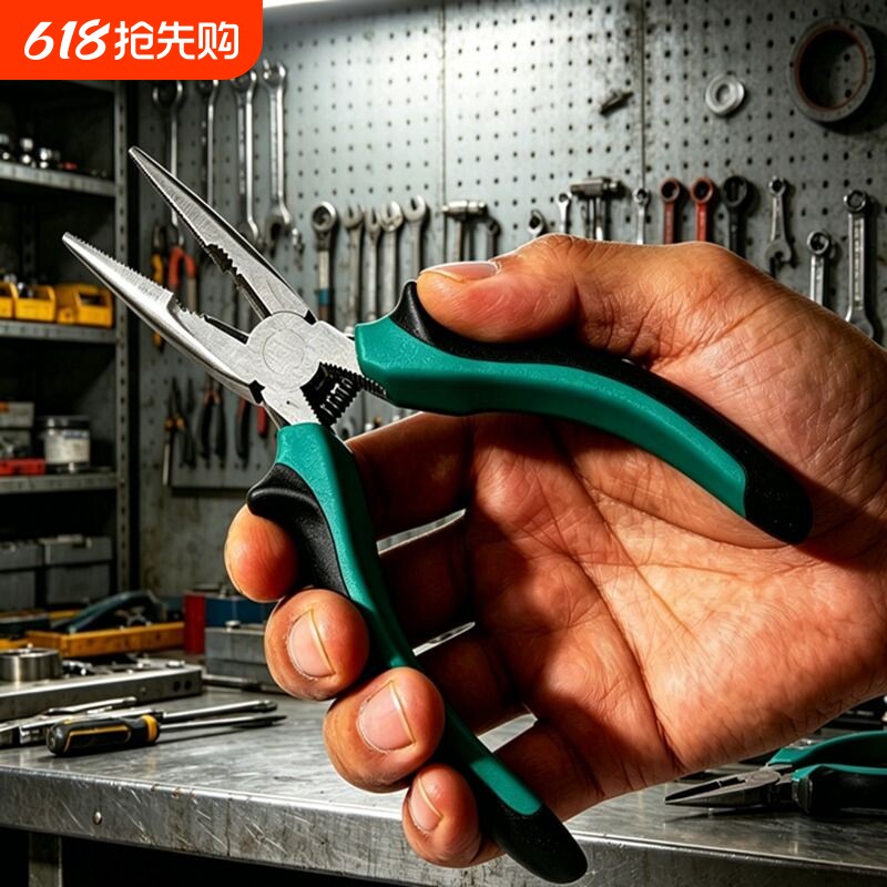 偏心省力尖嘴钳6寸8寸尖咀钳 电工钳子带弹簧 套装五金工具