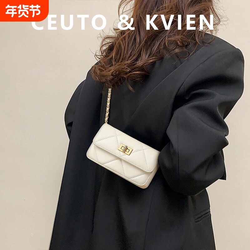 CEUTOKVIEN小香风小方包女高级感手机包真软皮单肩斜挎菱格