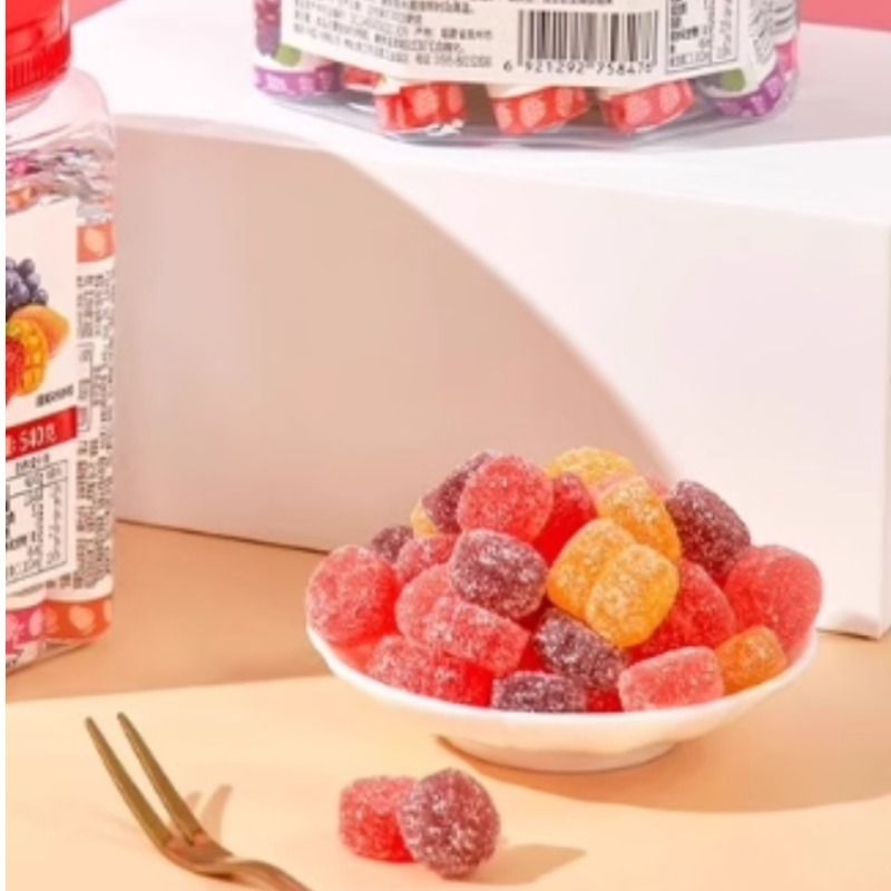 酸Q糖新q糖桶装540g网红橡皮软糖果汁水果味儿童节小零食
