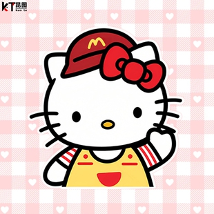 HelloKitty车贴卡通电动车装 饰车门可爱KT猫汽车划痕遮挡贴纸防水