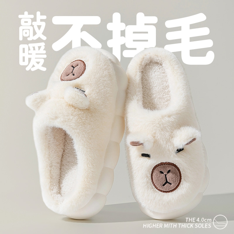 2025新款时尚情侣棉拖鞋防滑加绒舒适保暖可爱卡通棉拖多规格