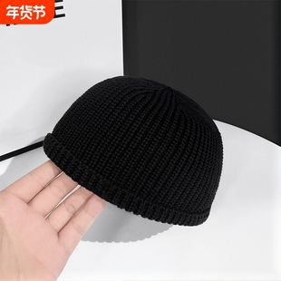 薄款无檐针织帽子男士女春秋雅痞包头西瓜帽寸头瓜皮帽冷帽毛线帽