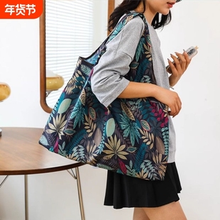 可折叠购物袋防水布袋牛津布手提袋大号买菜结实轻便耐用出门小巧