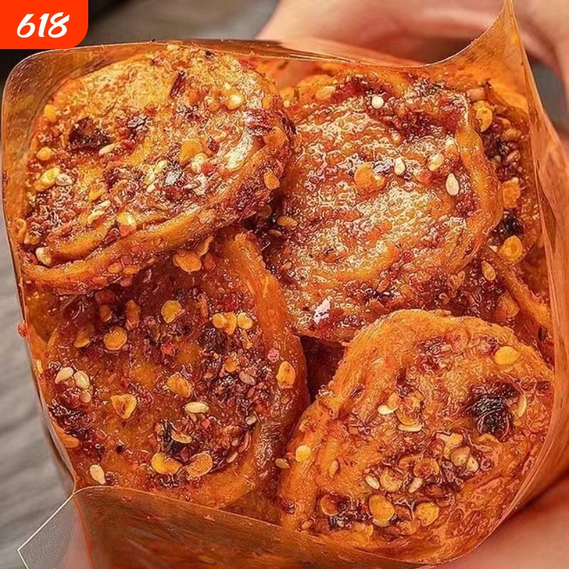 麻辣烤面筋圈手工辣条香辣烧烤味大面筋片即食休闲解馋小零食批发