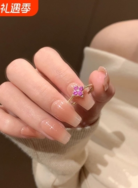 森系少女心甜美金色开口戒指女精致绚丽小众指环时尚轻奢高级手饰