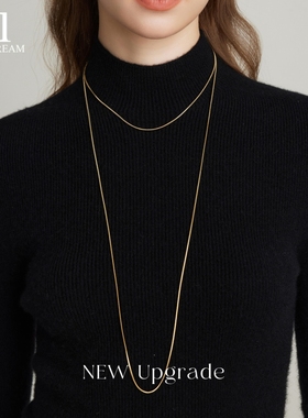 长款叠戴蛇骨链项链女极简轻奢小众素链2025新款高级感毛衣链配饰