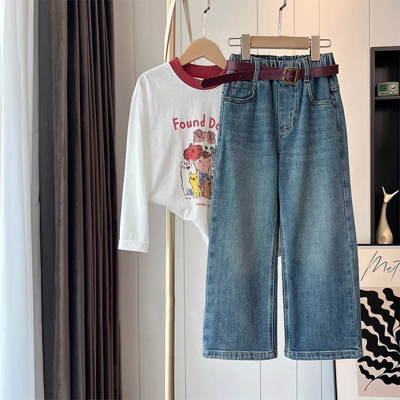 女童休闲洋气水洗牛仔裤