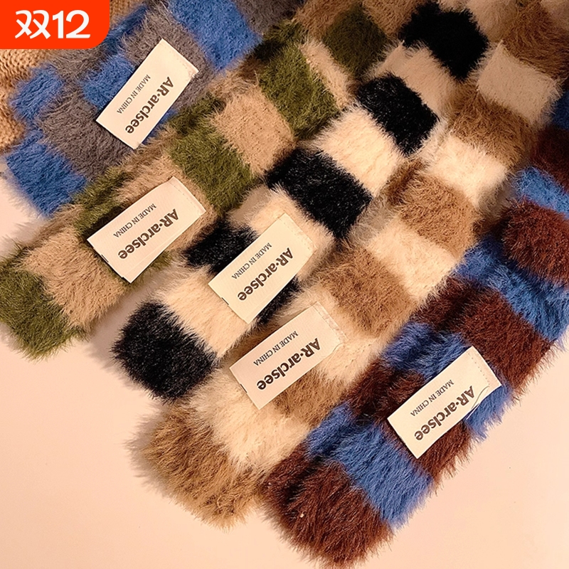 小众毛绒条纹细窄长款围巾秋冬季