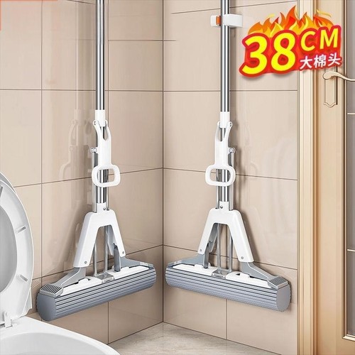 海绵拖把吸水胶棉2025新款对折式家用一拖净挤拖头免手洗拖布带桶