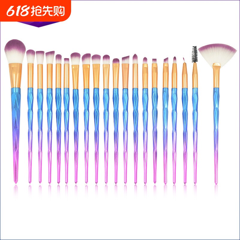 新款 20支眼部钻石柄化妆刷套装 眼影刷眉刷独角兽 彩妆美妆工具