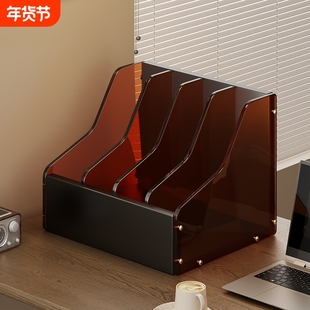 办公室文件收纳架工位桌面立式书立架文件夹办公桌上整理架四联文件筐亚克力a4纸固定档案文件座文具用品大全