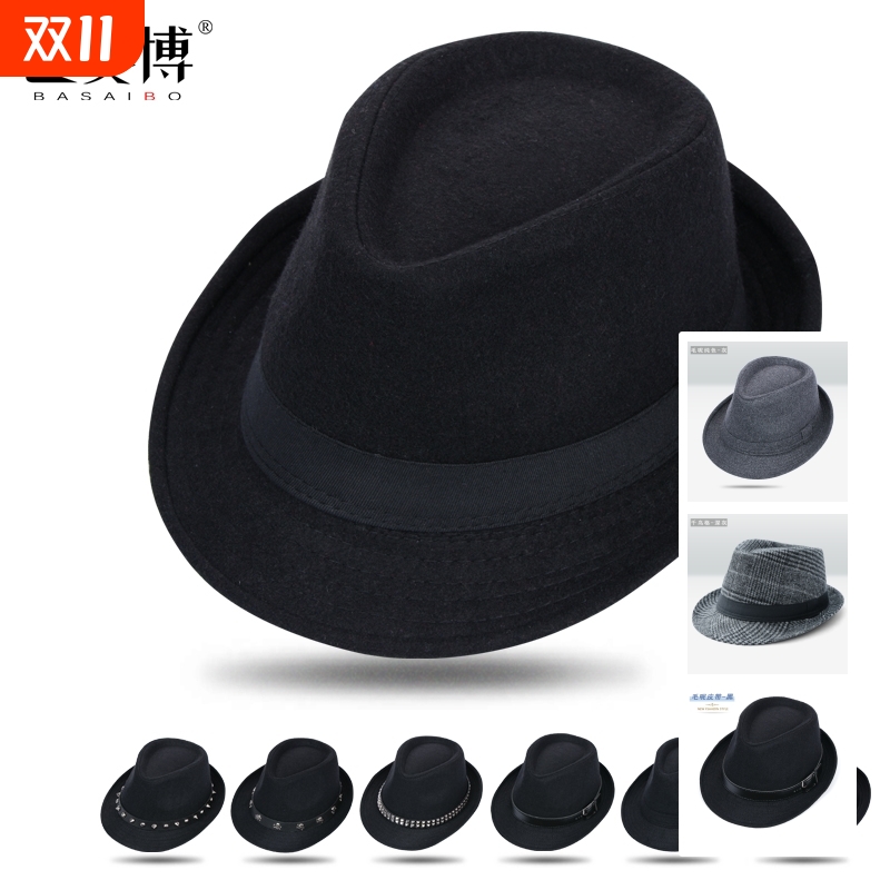 黑色新郎英伦绅士西部牛仔爵士帽