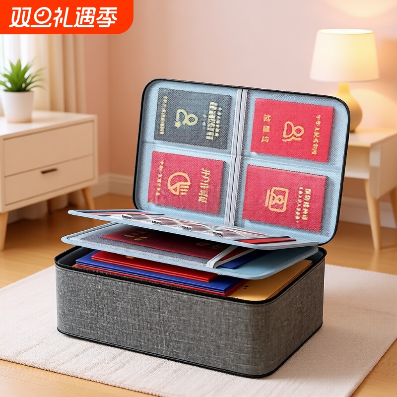 证件收纳包盒家用多功能家庭户口本资料文件卡包证书整理箱袋神器