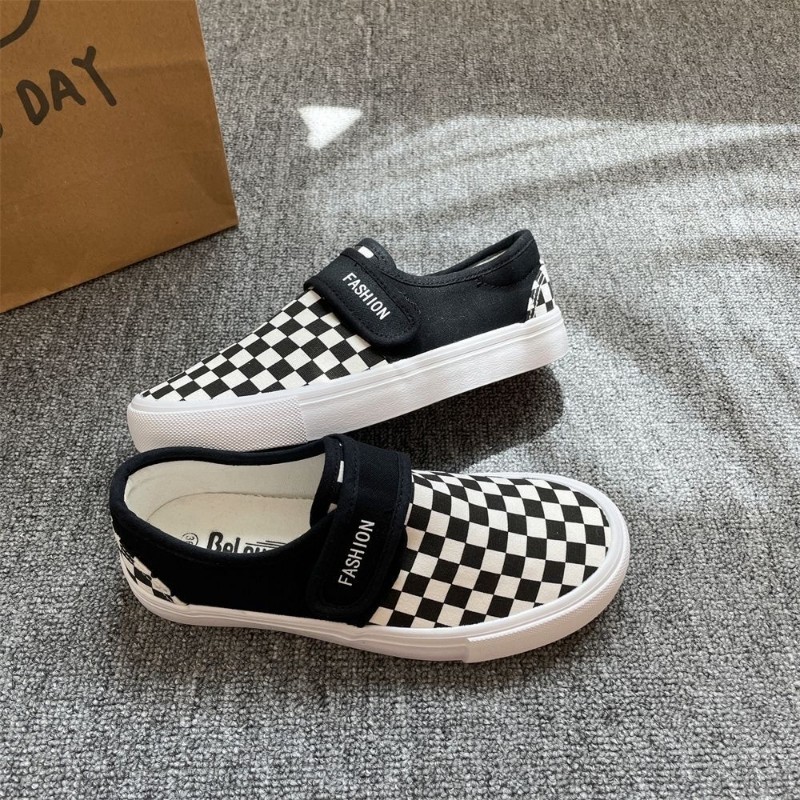 2025夏天透气浅口小白鞋一脚蹬懒人鞋女鞋帆布鞋休闲布鞋魔术贴