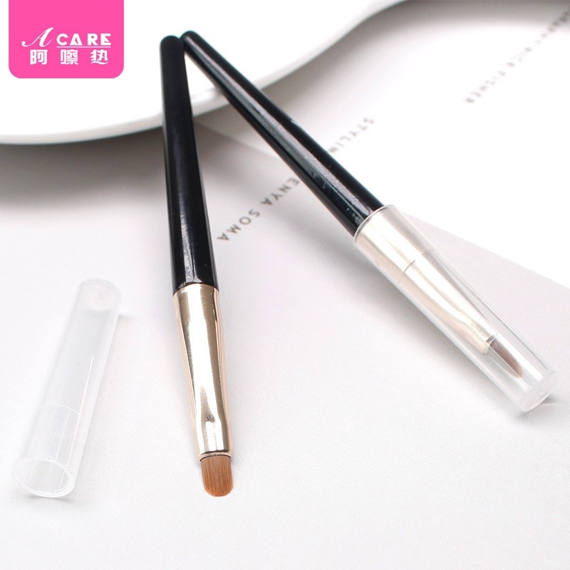 唇刷C1pf0-迷你便携式带盖口红刷女初学者化妆刷自然勾勒唇型随