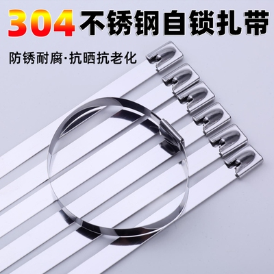 304不锈钢扎带4.6/7.9/10mm宽标志牌固定勒死狗锁卡扣抗老化自锁