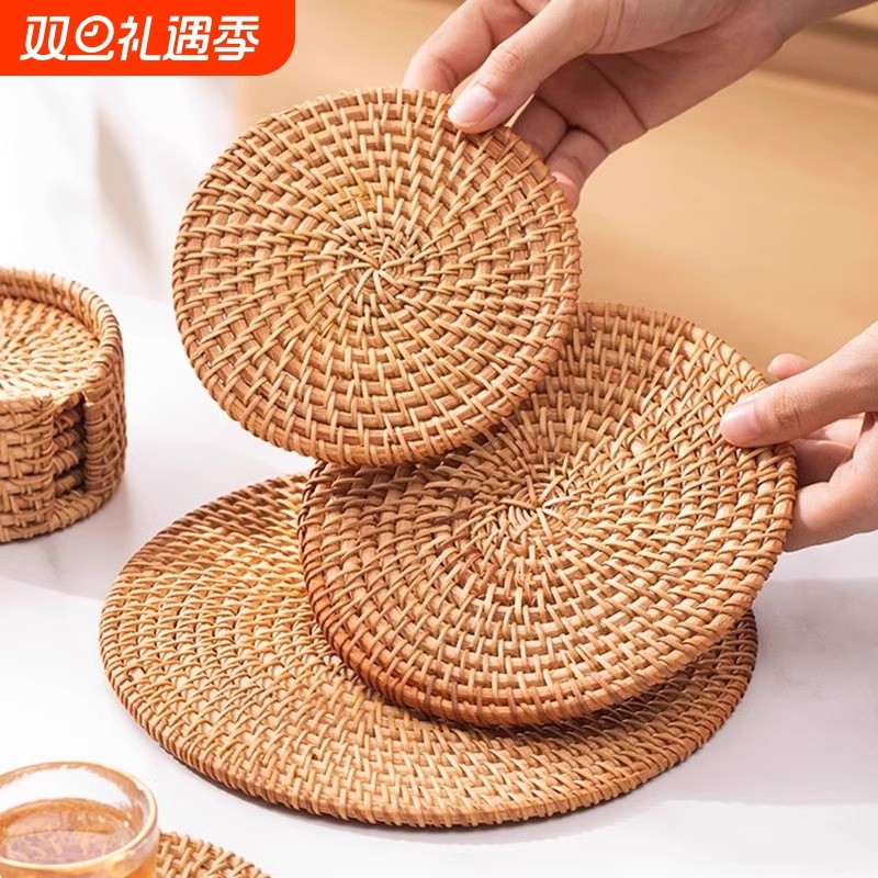 藤编隔热垫子家用防烫锅垫碗垫耐高温餐桌垫耐热盘子垫杯垫茶壶托