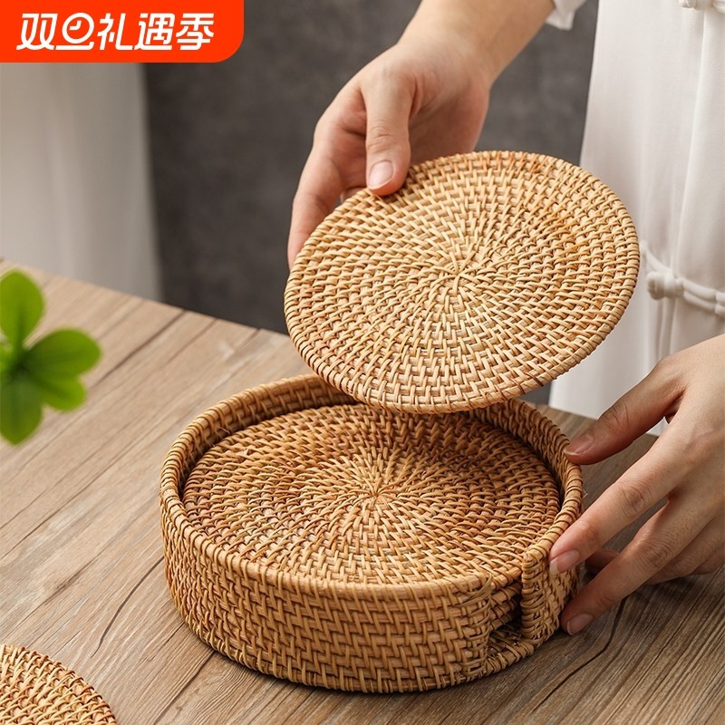 手工藤编织隔热垫家用餐垫盘碗垫砂锅垫杯垫茶杯垫壶垫防烫餐桌垫