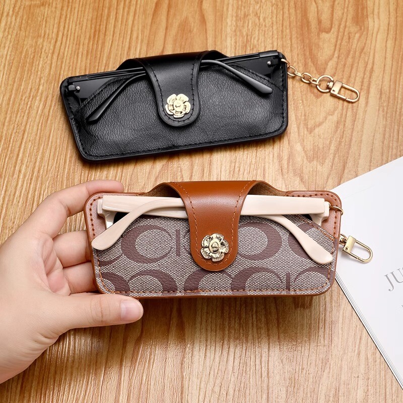 女士墨镜包男复古皮革眼镜盒太阳眼镜保护套近视眼睛夹百搭眼镜袋