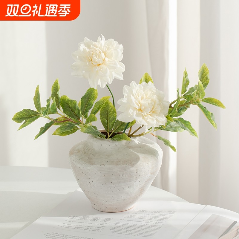 侘寂风复古陶瓷陶罐装饰花瓶水培鲜花干花客厅玄关水培插花摆件