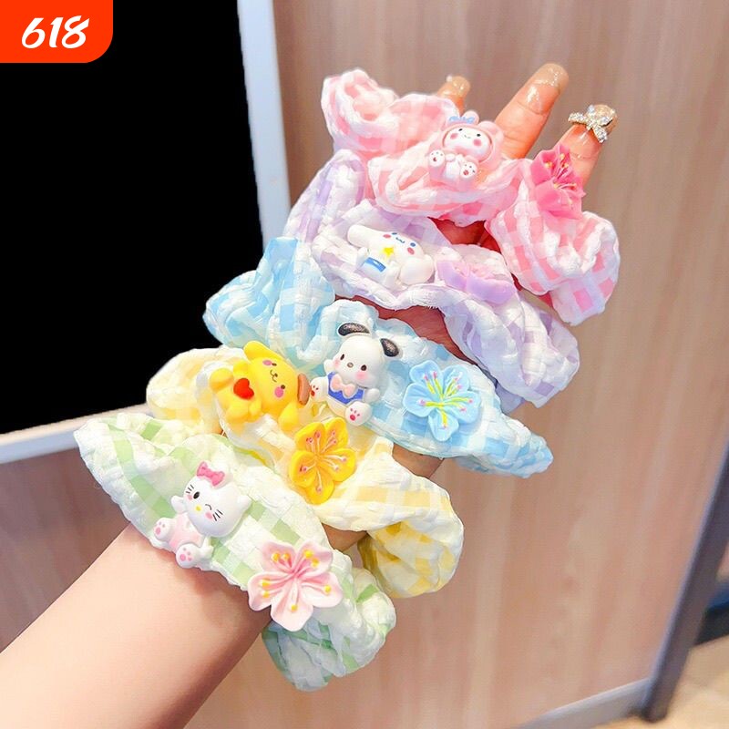 夏季浪漫樱花大肠发圈可爱美乐蒂发绳少女发饰蓝色绿色紫色粉色