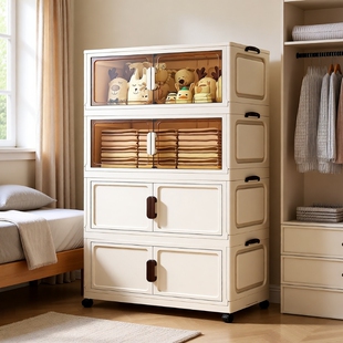 60宽家用多层柜收纳架塑料折叠收纳柜零食置物架衣柜简易鞋柜玩具