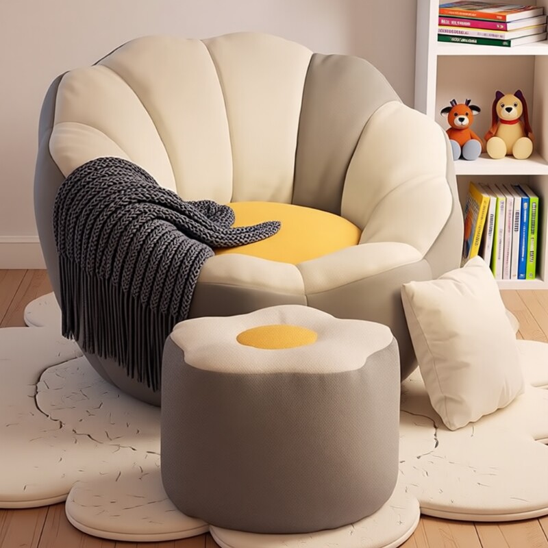 懒人沙发榻榻米阳台卧室房间小沙发单人豆袋小型窝窝椅南瓜奶油