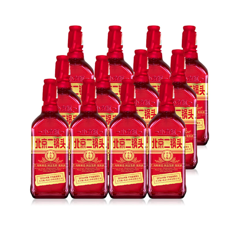 出口小方瓶北京二锅头42度白酒12瓶500ml纯粮酒口粮酒窖藏传承