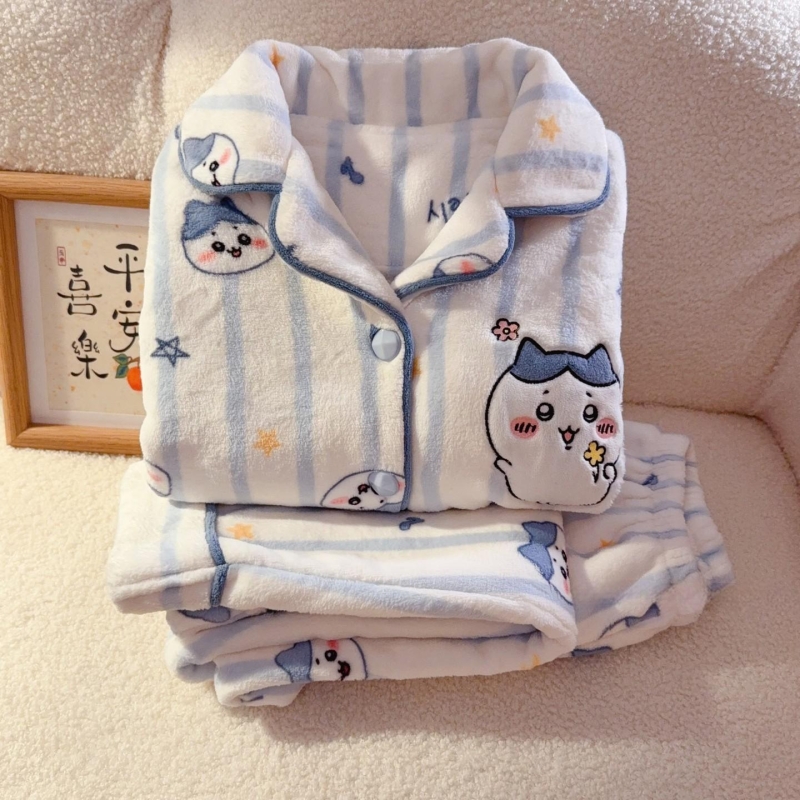 女童秋冬季珊瑚绒卡通睡衣家居服