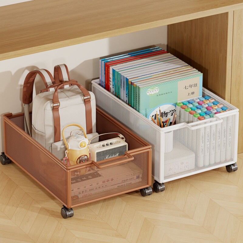 书箱书本收纳箱书籍整理箱学生教室用装书箱子小推车书包带轮滑轮