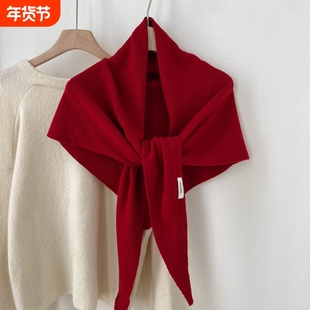 澳洲100%WOOL纯羊毛大三角巾韩版披肩女2025秋冬保暖气质优雅围脖