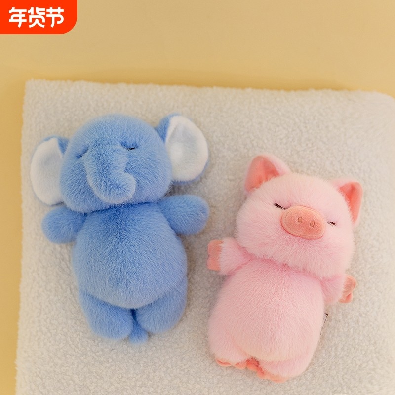 小动物公仔趴姿小猫咪毛绒玩具女孩儿童玩偶礼物水豚狐狸企鹅手腕