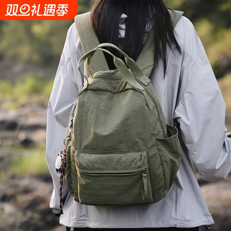 韩国ins水洗帆布书包女大学生韩版旅行背包森系百搭高中双肩包女