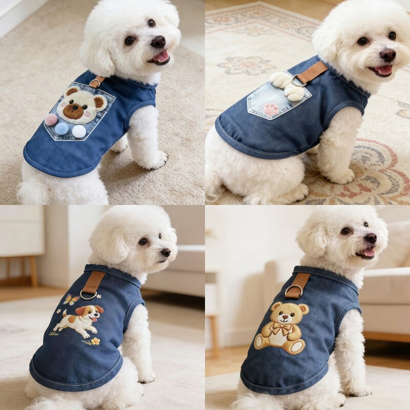狗狗衣服猫咪泰迪比熊牛仔背心图片