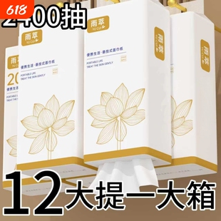 纸巾抽纸【整箱2400抽】12大提悬挂式整箱实惠装厨房家用擦手纸