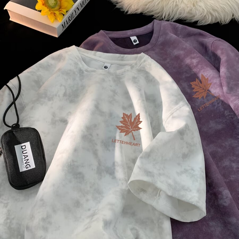 2025潮牌国潮短袖t恤男夏季新款情侣学生宽松运动打底t血圆领印花