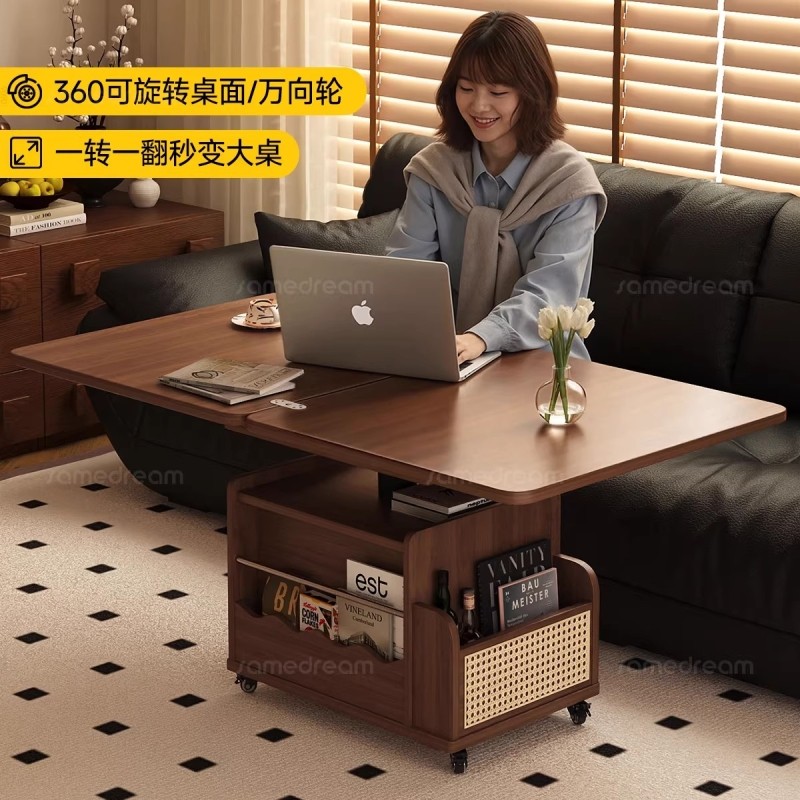 可移动茶几客厅家用折叠沙发边几小户型边柜升降茶台桌小推车餐桌