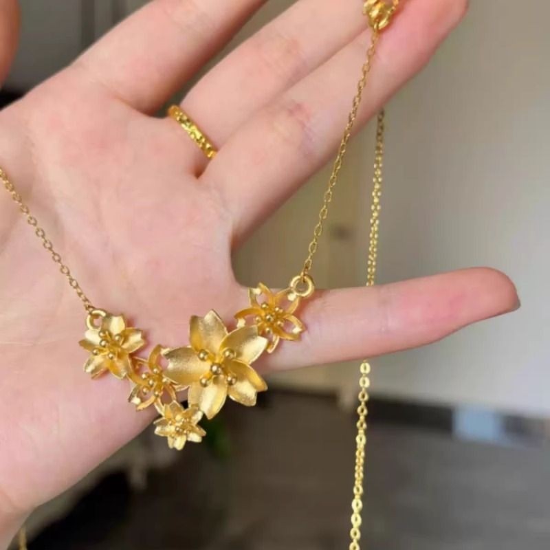 三生三世繁花似锦黄金项链花团锦簇女款首饰三生花金色新中式镀金图片