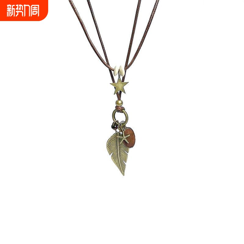 韩国小众设计感bm同款银色树叶项链女长款颈链朋克复古y2k颈饰潮