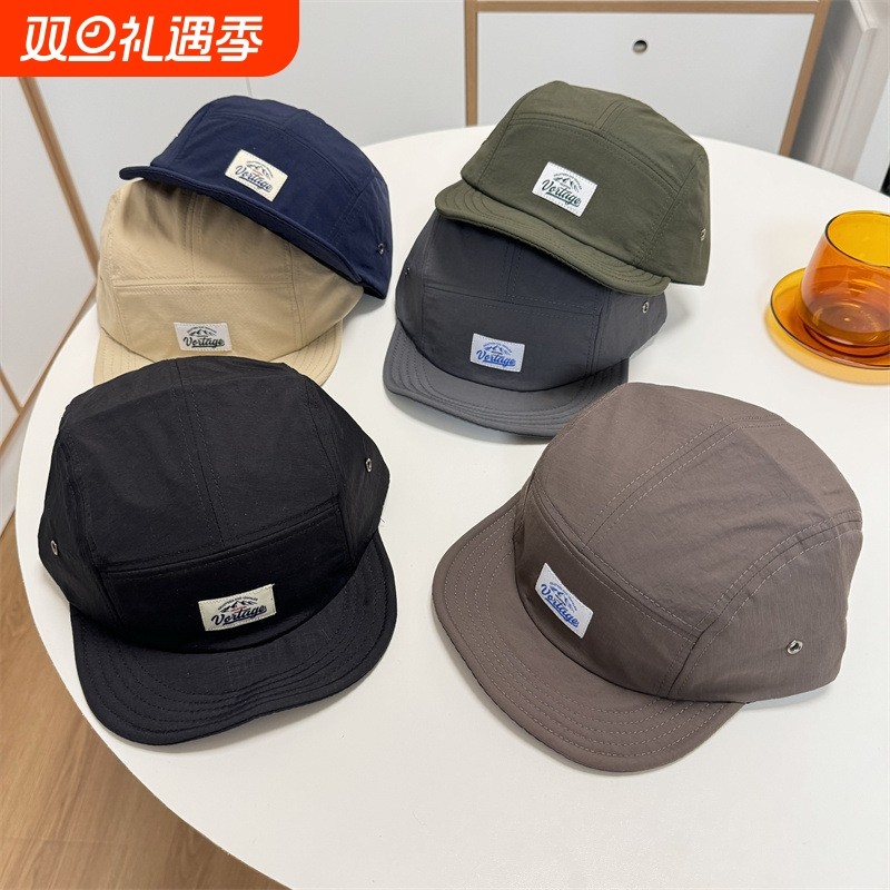 帽子男士日系短檐速干棒球帽女夏季韩版百搭潮街头嘻哈贴布鸭舌帽