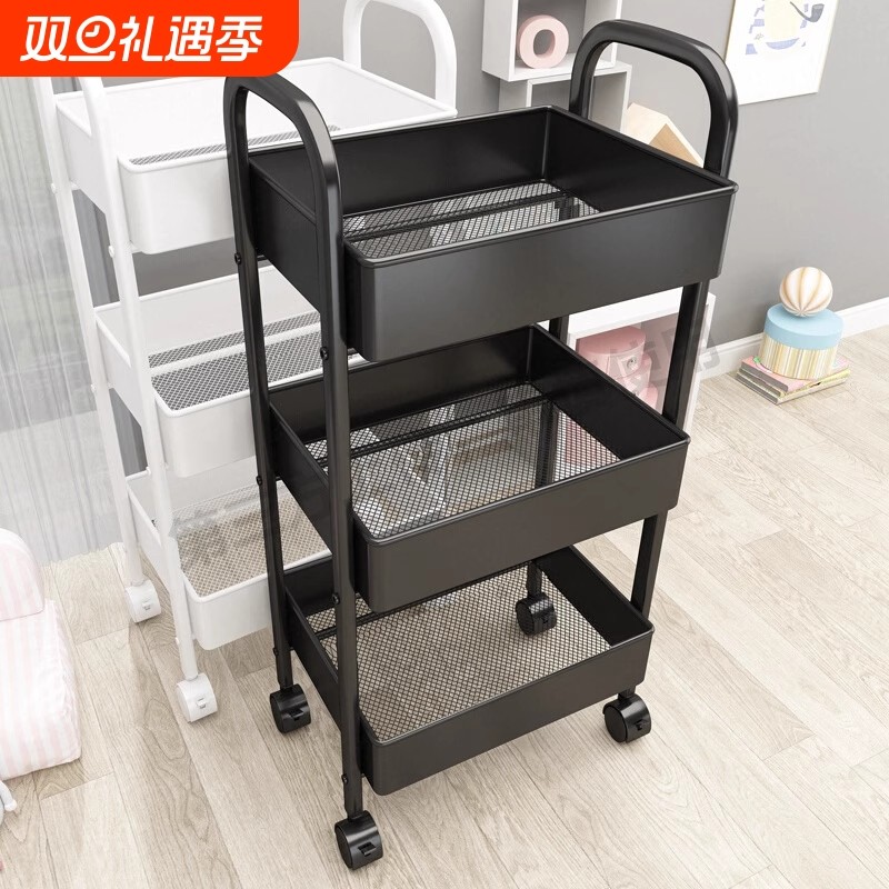 小推车收纳架置物架落地多层卧室卫生间婴儿用品厨房可移动零食架