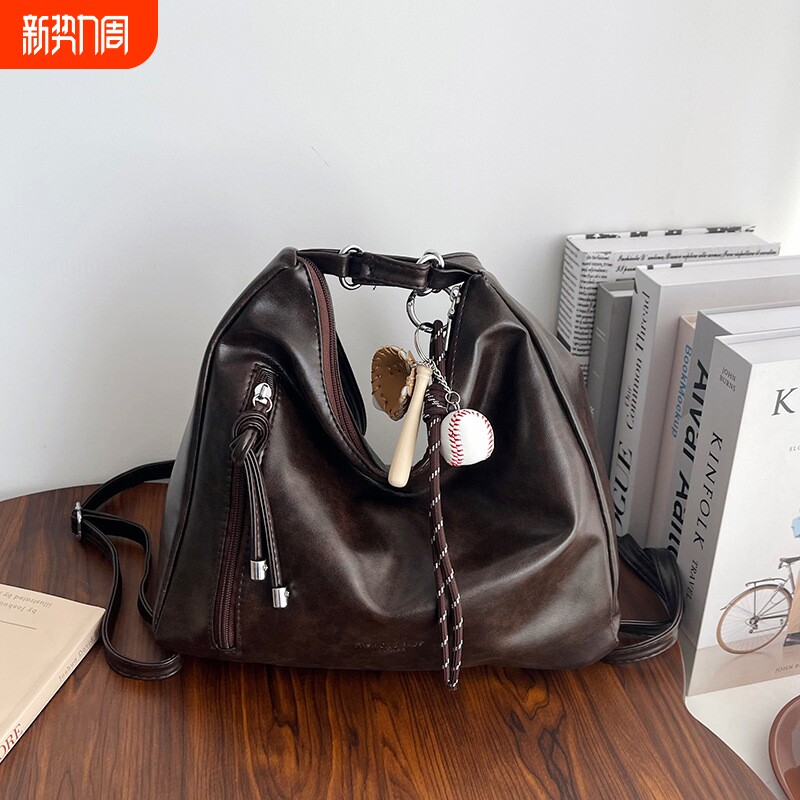 复古通勤大容量托特包女新款休闲单肩斜挎多功能时尚双肩背包m52